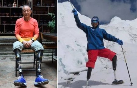 Безногий альпинист из Китая исполнил мечту всей жизни - покорил Эверест в 69 лет 